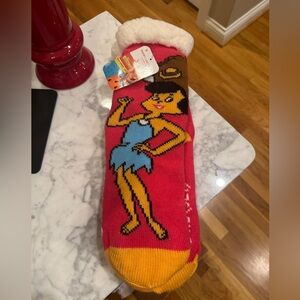 The Flintstones - Sherpa Lined Non Slip Slipper Socks - BRAND NEW OS Wilma/Betty